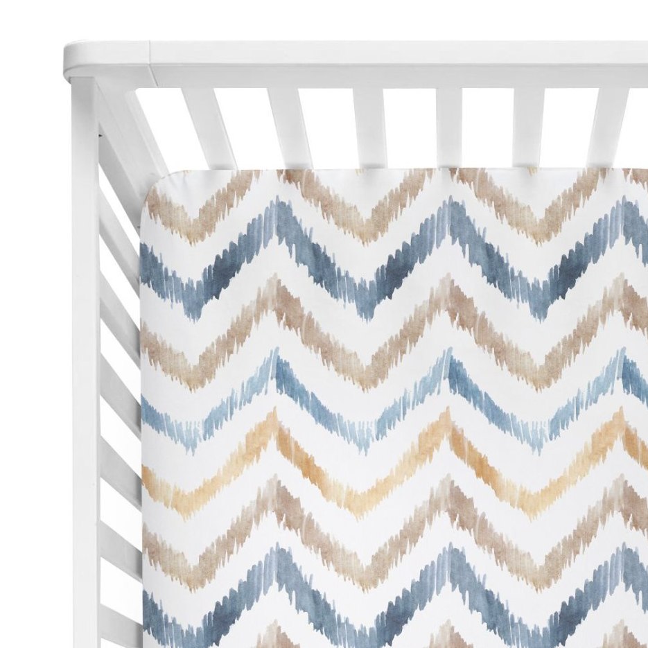 935x935 Neutral Watercolor Chevron Crib Sheet
