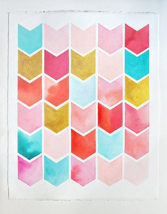 570x730 Chevron Watercolor Print Geometric Pattern By Sweetmagoo Home