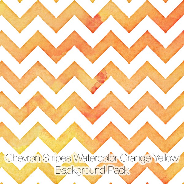 600x600 Chevron Stripes Watercolor Backgrounds Pack, Orange Yellow