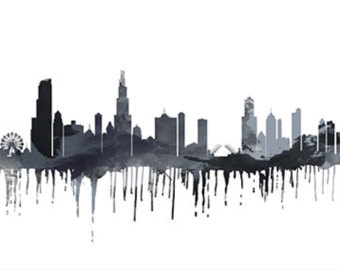 340x270 Chicago Skyline Watercolor