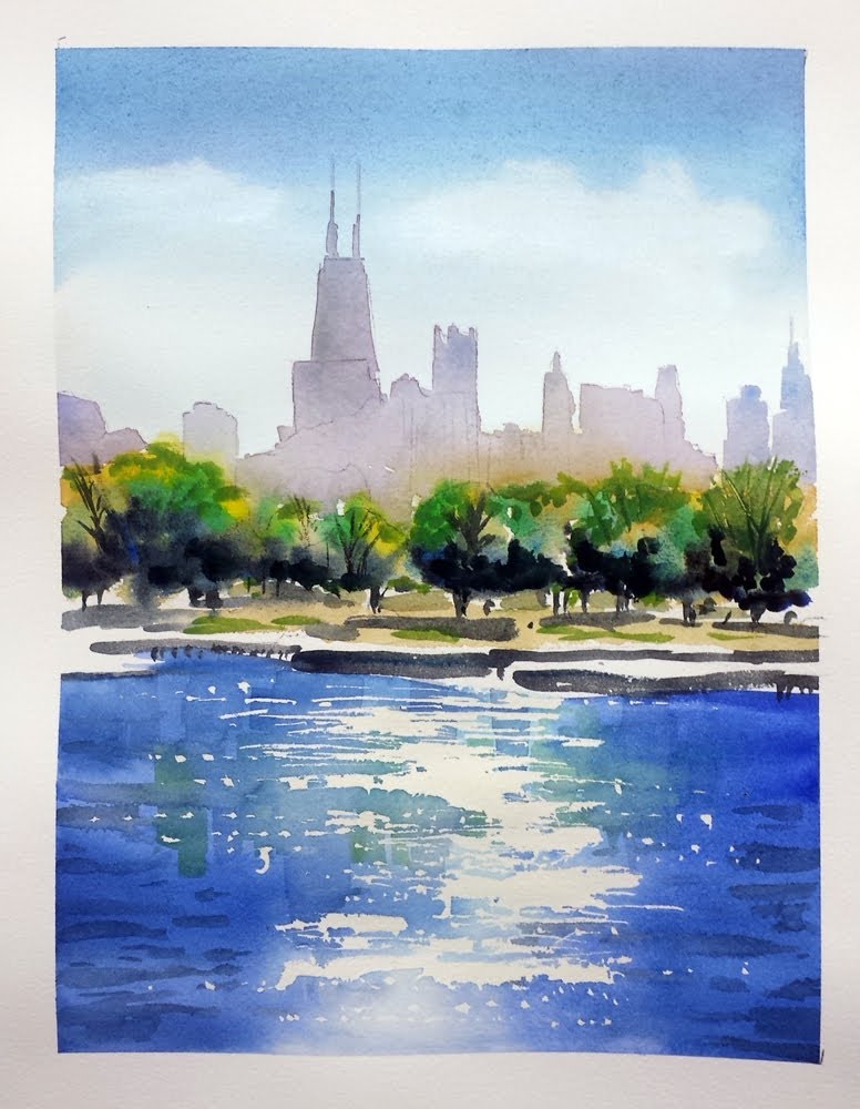 776x1000 Watercolor Demo Of Chicago Skyline
