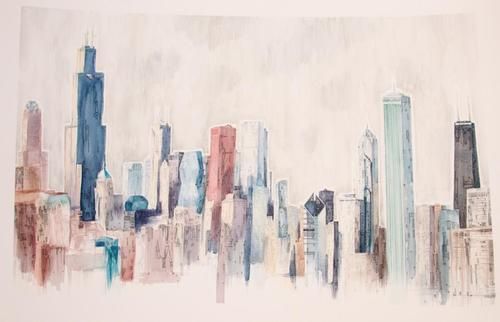 500x322 Chicago Skyline Watercolor