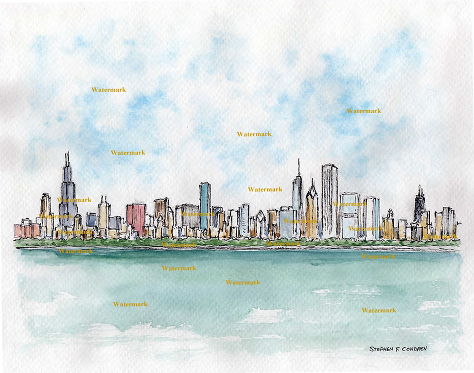 975x768 Chicago Skyline Watercolor