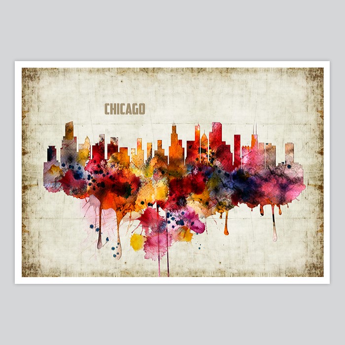 700x700 Chicago Watercolor Print