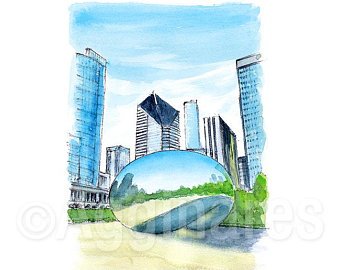 340x270 Chicago Watercolor Etsy