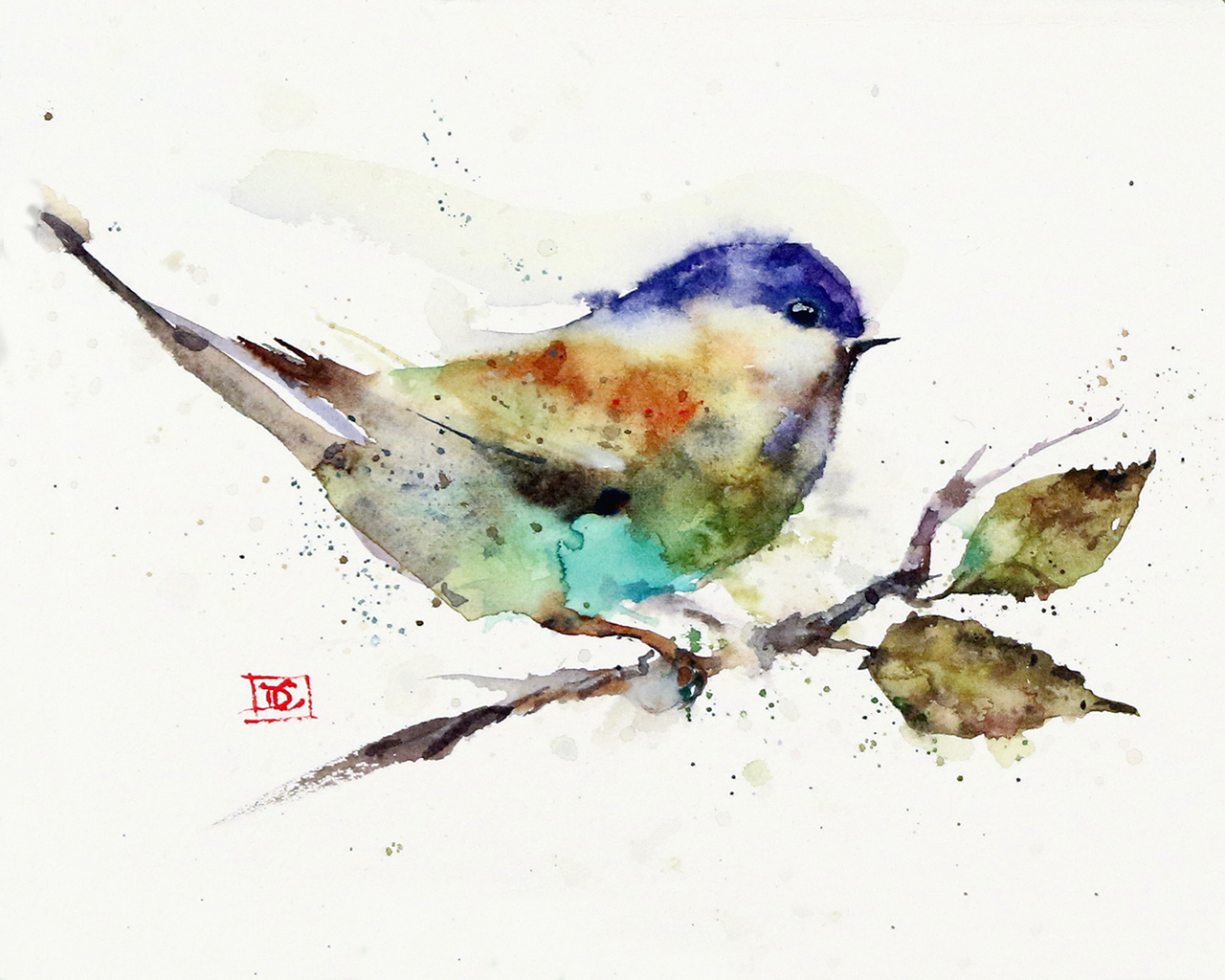 1280x1024 Chickadee On Branch