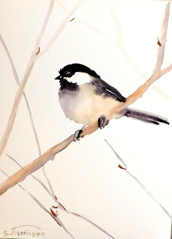 570x792 Chickadee Watercolor By Fougere Watercolor Birds In 2018