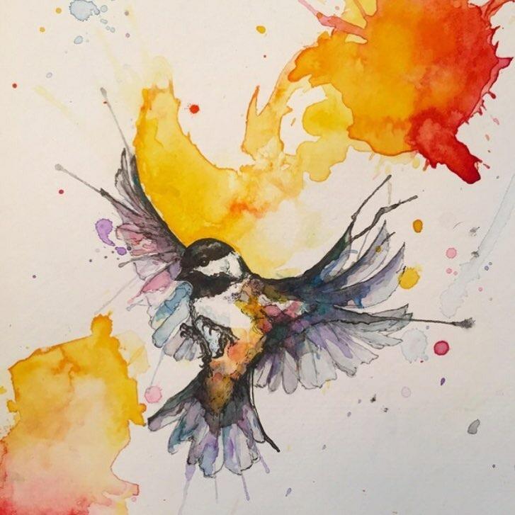 727x727 X Watercolour And Black Ink Art