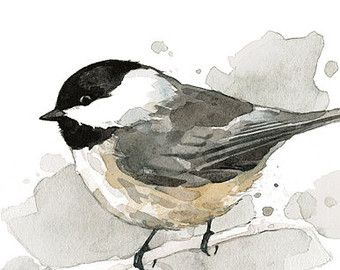 340x270 Chickadee Watercolor Painting