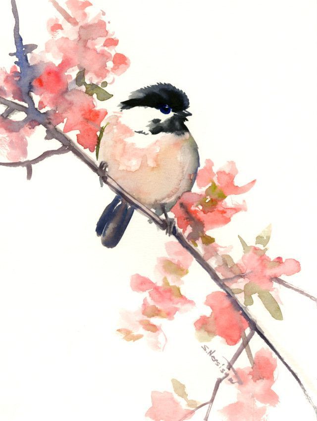 640x850 Watercolor Art, Chickadee, One Of A Kind Watercolor Painting, Bird