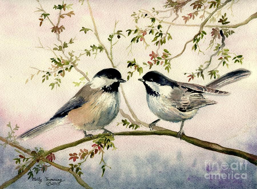 900x662 Chickadee Love Painting By Melly Terpening