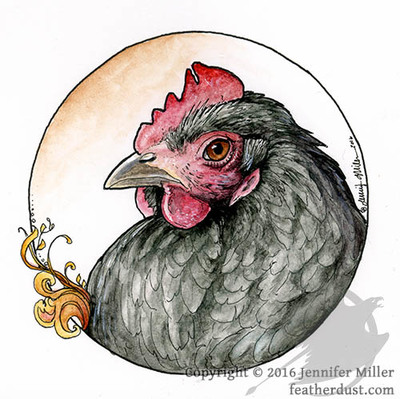 400x399 Hensphere Ii, Chicken Ink Amp Watercolor Painting Featherdust