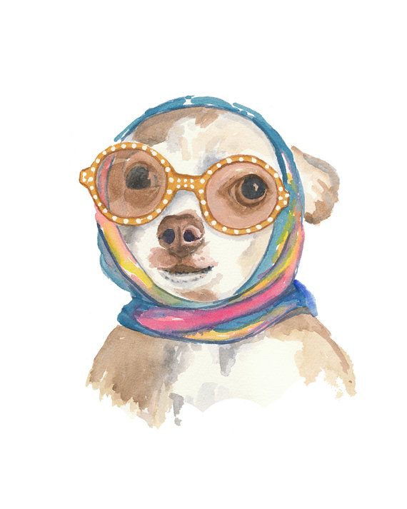 570x713 Chihuahua Watercolor Print Dog Watercolour By Waterinmypaint