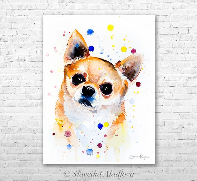 642x590 Chihuahua Watercolor Painting Print By Slaveika Aladjova Etsy