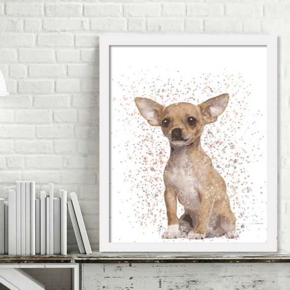 570x570 Printable Chihuahua Watercolor Print Chihuahua Wall Art Etsy