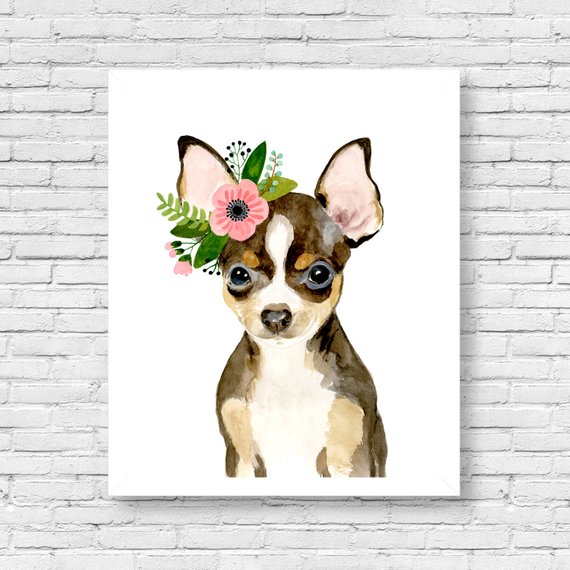 570x570 Watercolor Chihuahua Watercolor Dog Watercolor Animal Kids Etsy