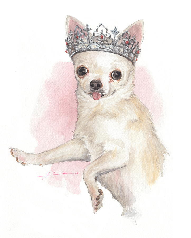724x900 Chihuahua Princess Watercolor Portrait Drawing By Mike Theuer