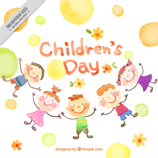 626x626 Watercolor Background Of Happy Children And Circles Vector Free
