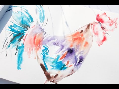 480x360 Watercolorink Rooster Tutorial Chinese New Year!