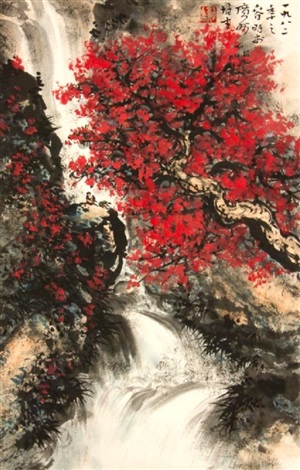 300x470 Chinese Watercolor Painting Scroll By Li, Xiongcai By Li Xiongcai