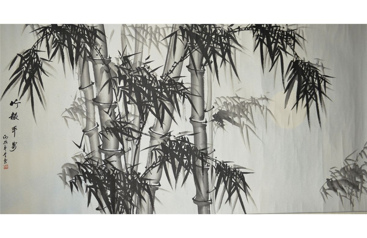 1200x779 Chinese Watercolour Painting Scroll Bamboo Li Yue