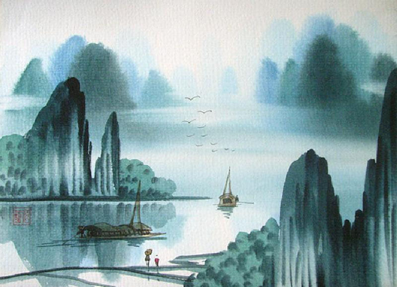 800x579 Chinese Mountain And Water Painting Watercolor Painting 1022008
