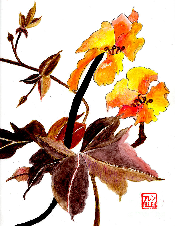 695x900 Chinese Watercolor Painting Flowers Photograph By Merton Allen