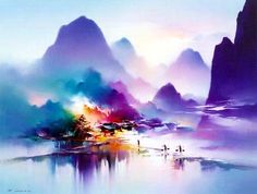Chinese Watercolor Landscape
