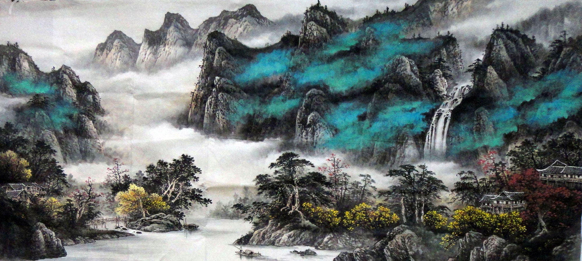 2000x897 Chinese Watercolor Landscape Paintings Modern Art Famous Painter