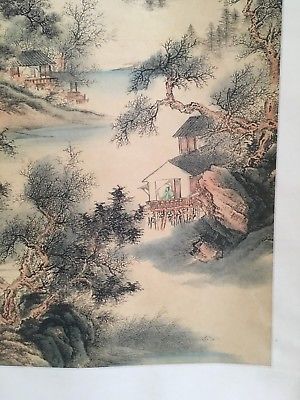 300x400 Vintage Chinese Watercolor Mountain Landscape Wall Hanging Scroll