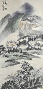 146x300 Vintage Chinese Watercolor Landscape Wall Hanging Scroll Painting