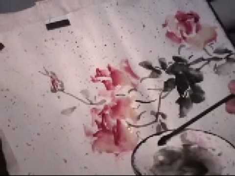 480x360 Red Roses Chinese Watercolor Painting Tutorial