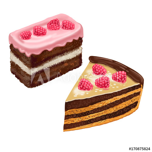 500x500 Chocolate Cake With Raspberries. Illustration. Imitation Of