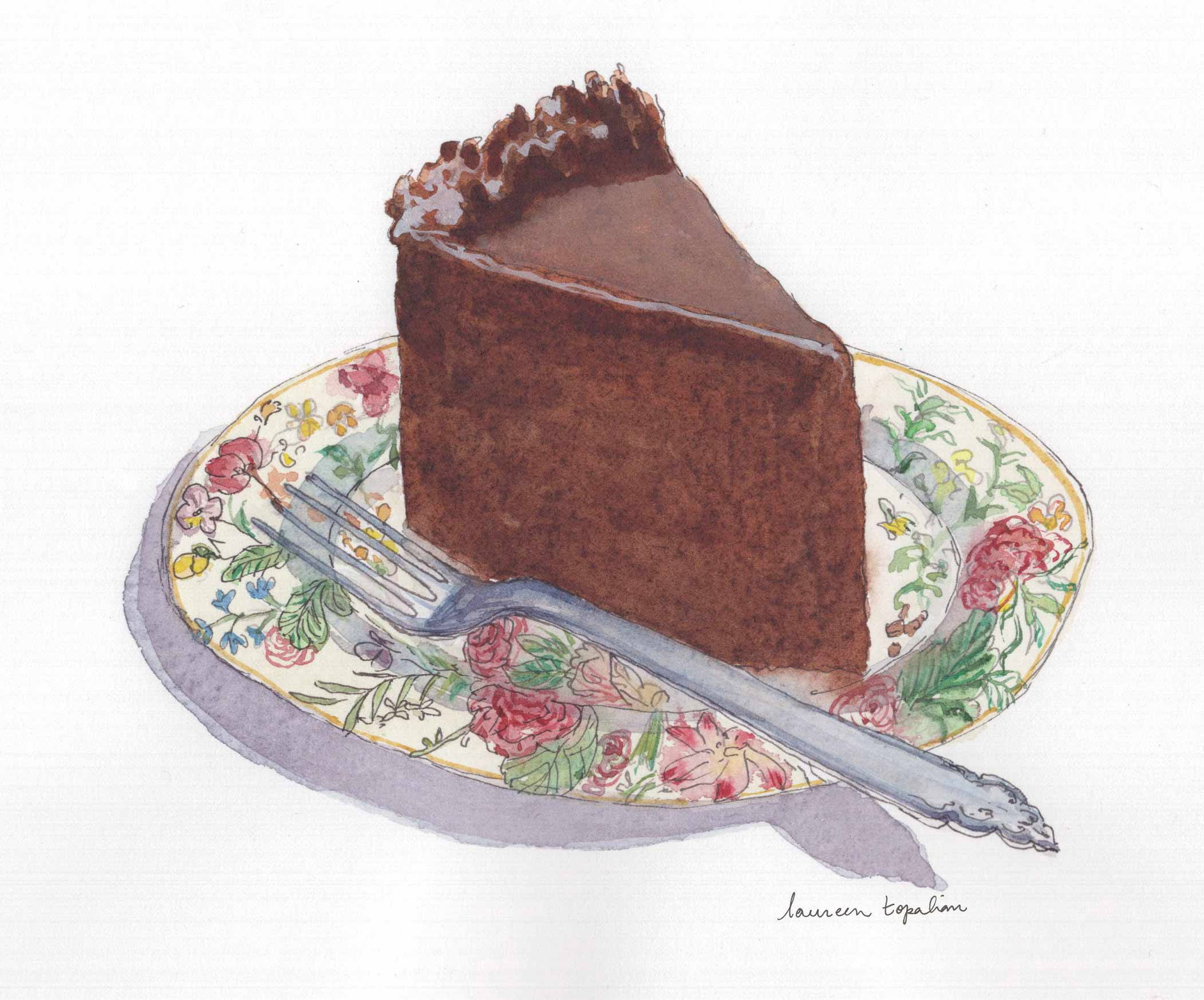 2103x1747 Original Watercolor Dessert Chocolate Cake Cooking Etsy
