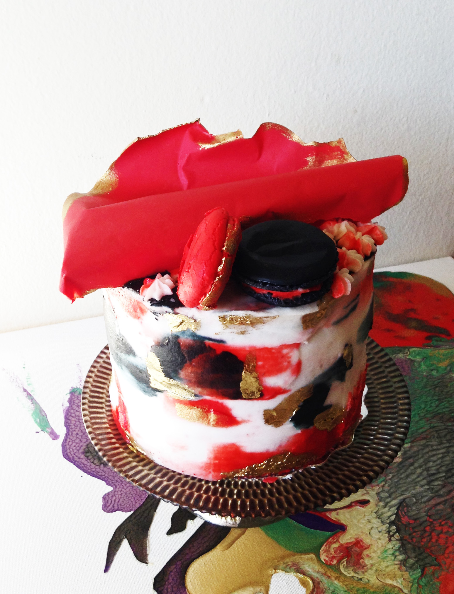 1548x2028 Watercolor Textured Cake With Chocolate Sail Say It With Cake