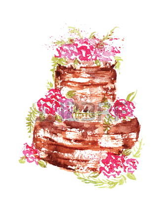 336x450 Chocolate Cake Clipart Watercolor