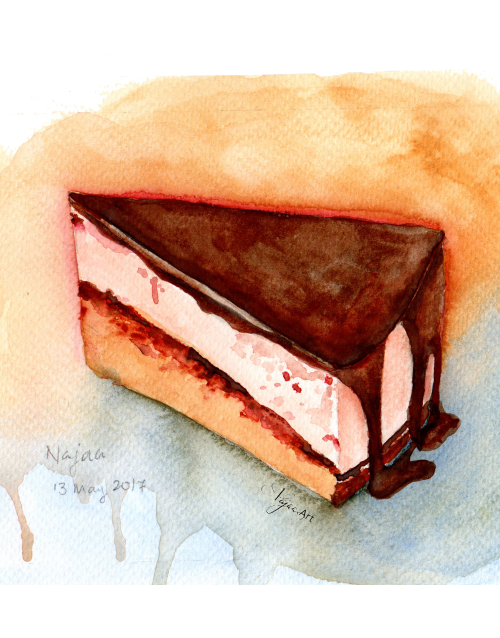 500x638 Chocolate Cake In Watercolor