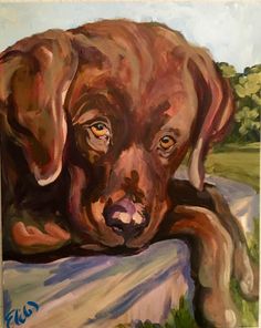 236x296 Chocolate Lab Painting