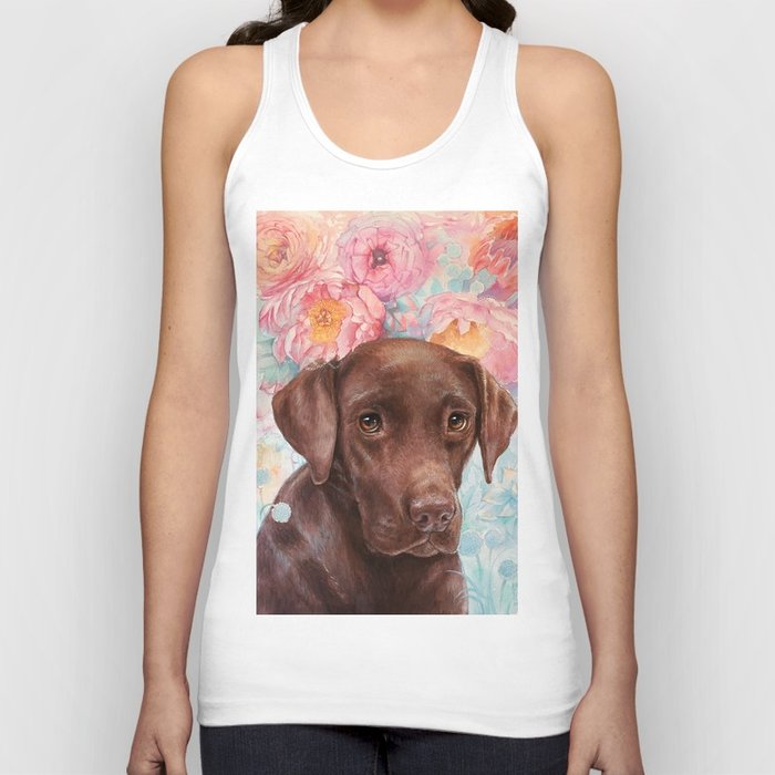 700x700 Flowers And Chocolate (Chocolate Lab Dog Watercolor Portrait
