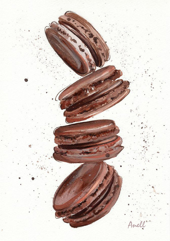 570x807 Chocolate Macaroon Watercolor Print