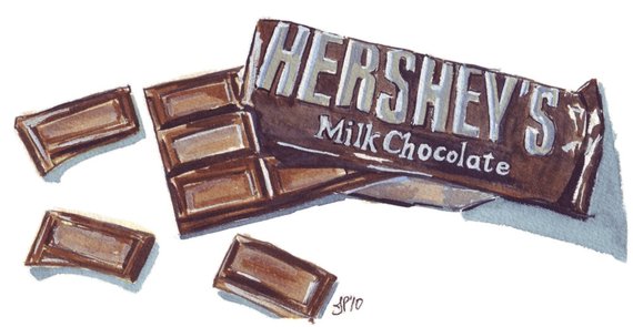 570x295 Watercolor Painting Chocolate Bar Watercolor Art Print 5x7 Etsy