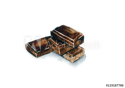 500x353 Chocolate, Watercolor Painting Isolated On White Background