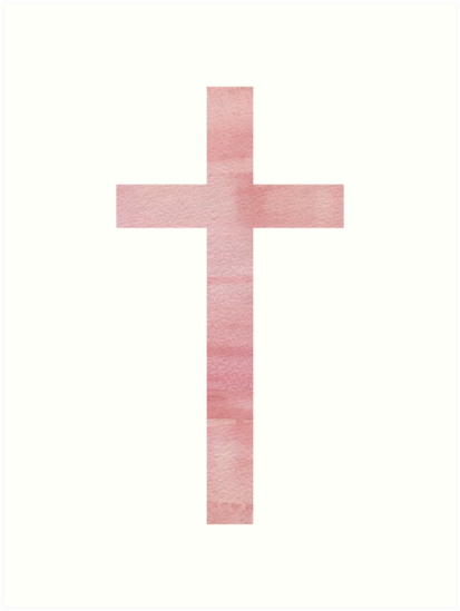 413x549 Christian Cross Pink Watercolor Art Prints By Walk By Faith