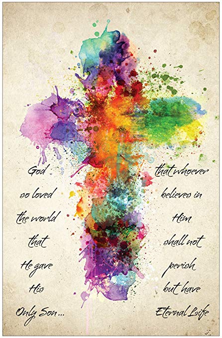 446x679 Watercolor Cross Inspirational Christian Poster D29
