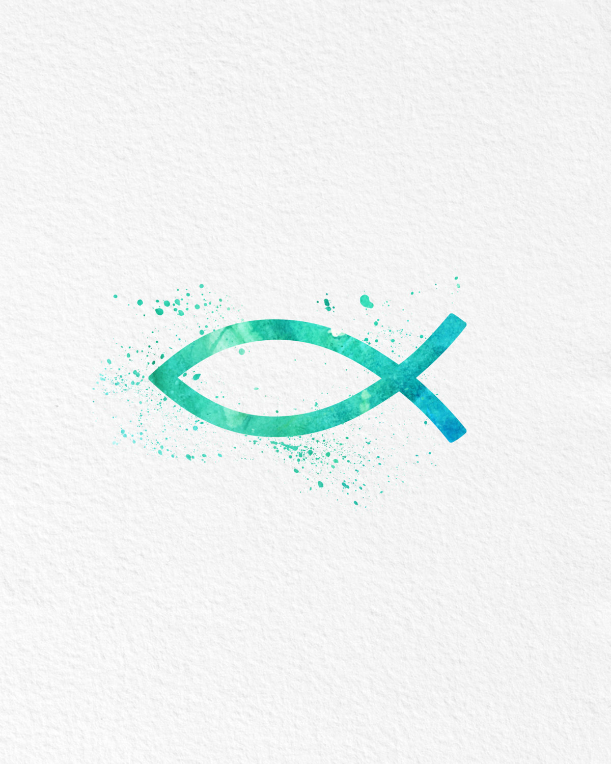 1200x1500 Watercolor Art Christian Fish Religious Gift Modern 8x10 Wall Art