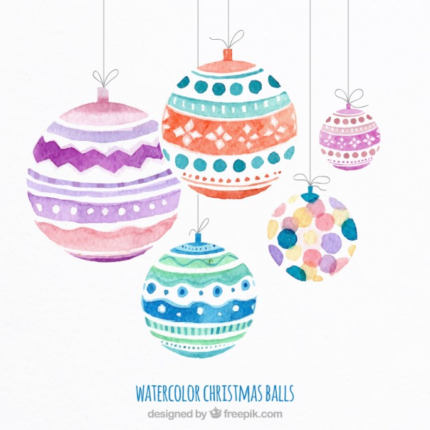 626x626 Watercolor Christmas Balls Vector Free Download