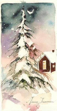 Christmas Scene Watercolor