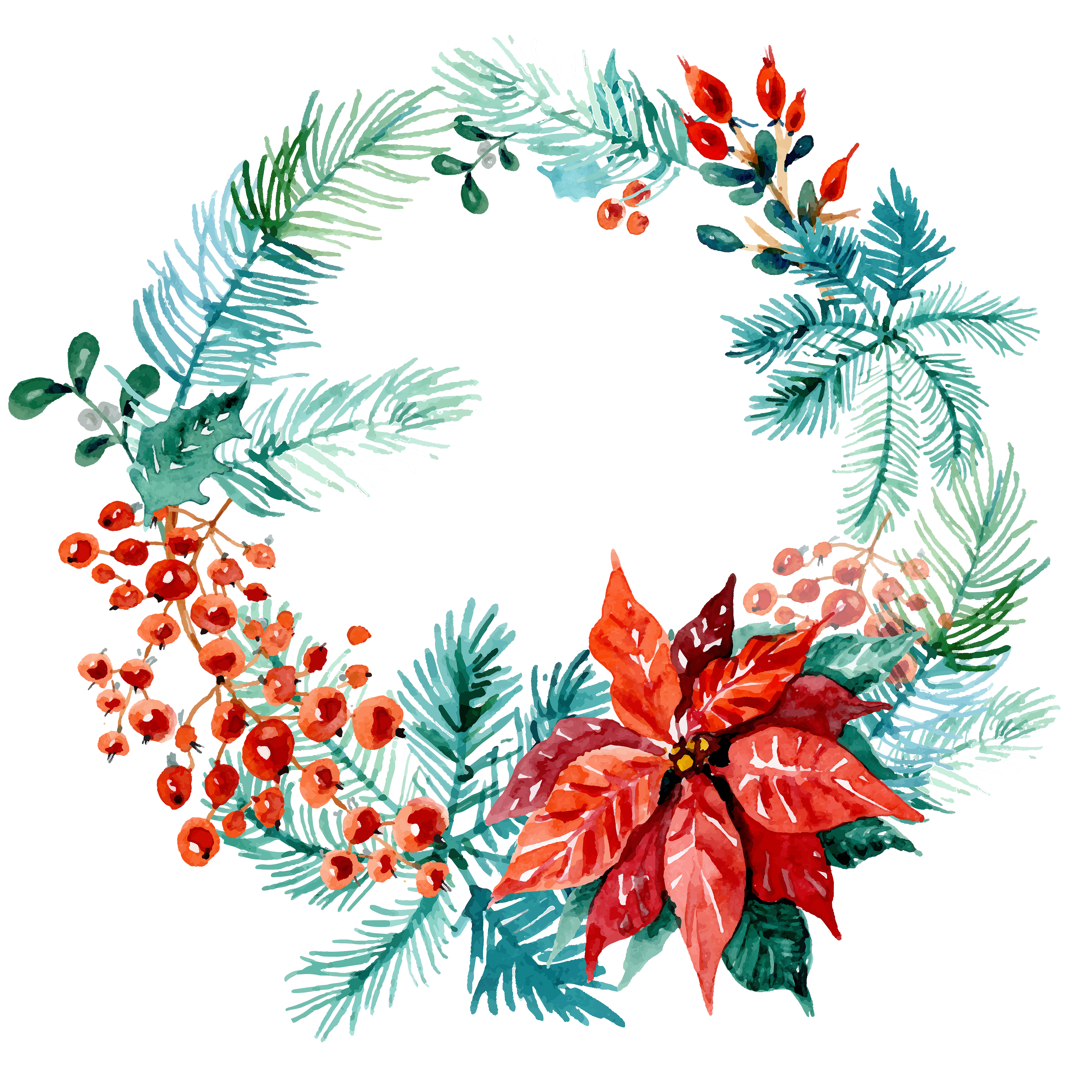 3600x3600 Free Christmas Watercolor Wreaths!