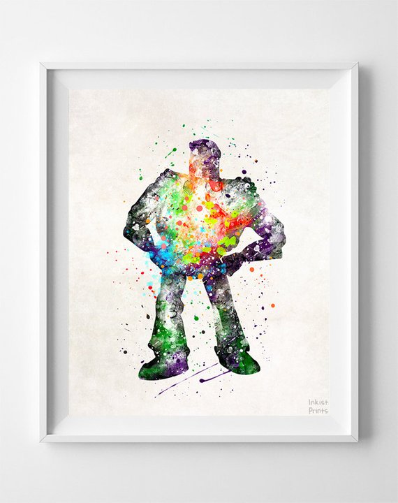 570x720 Buzz Lightyear Print, Toy Story, Disney, Type 2, Pixar, Watercolor