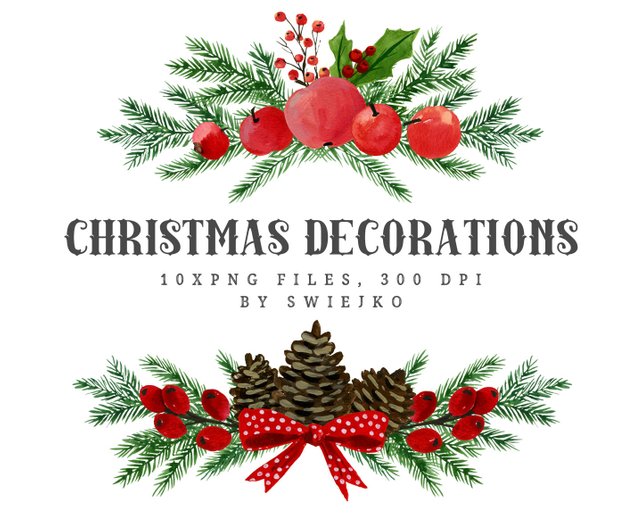 642x514 Christmas Watercolor Clipart Holiday Decoration Christmas Etsy